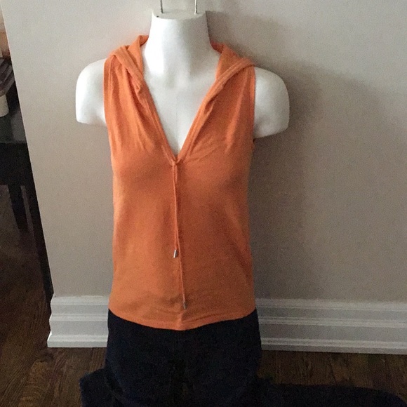Mango Orange Sleeveless Open Back Hoodie - Picture 2 of 8